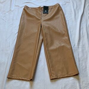 Tan Faux Leather Trousers